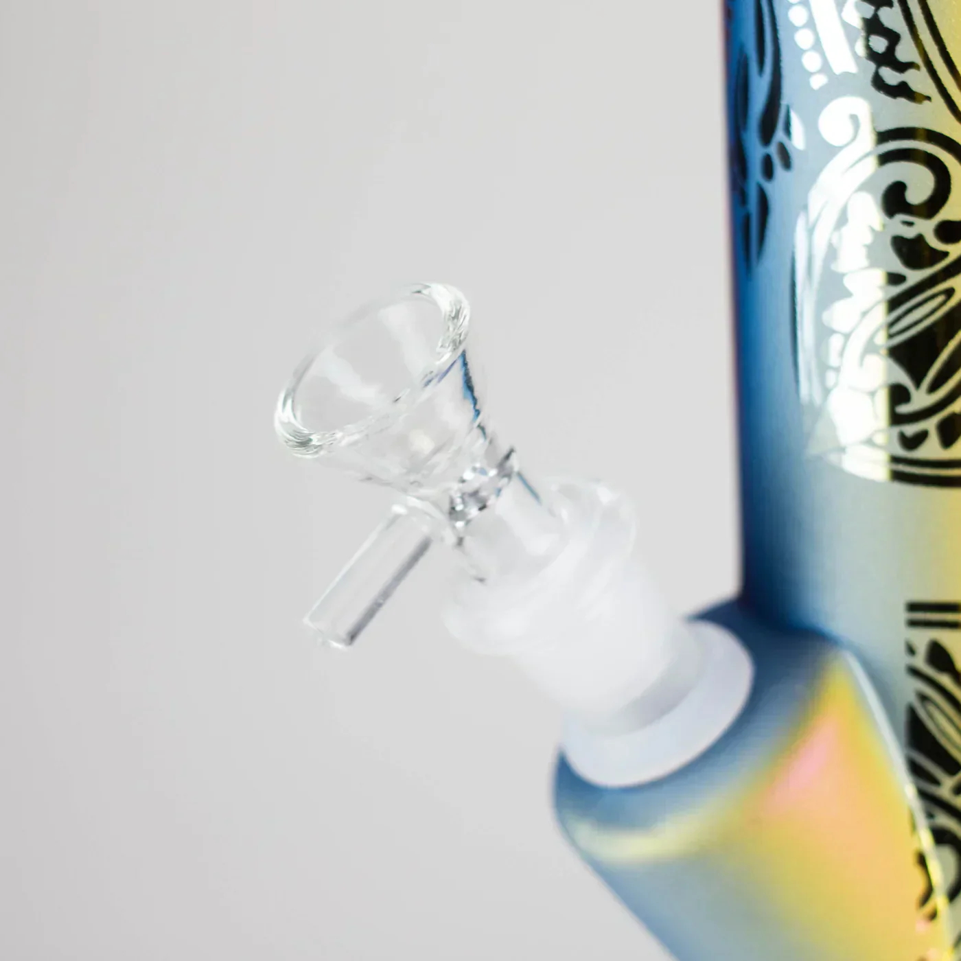 11" Straight Tube Electroplated Metallic Finish w/ Intricate Patterns Glass Bong - Pattern 1 - Image 2