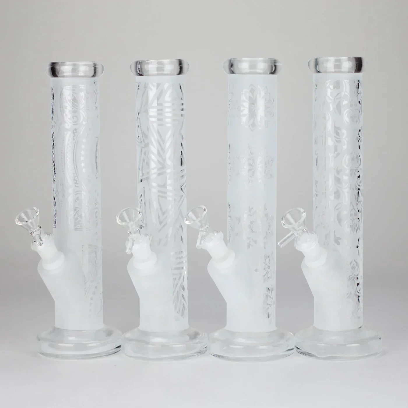 11″ Straight Tube Classic Frosted Glass Bong - Pattern 3 - Image 2
