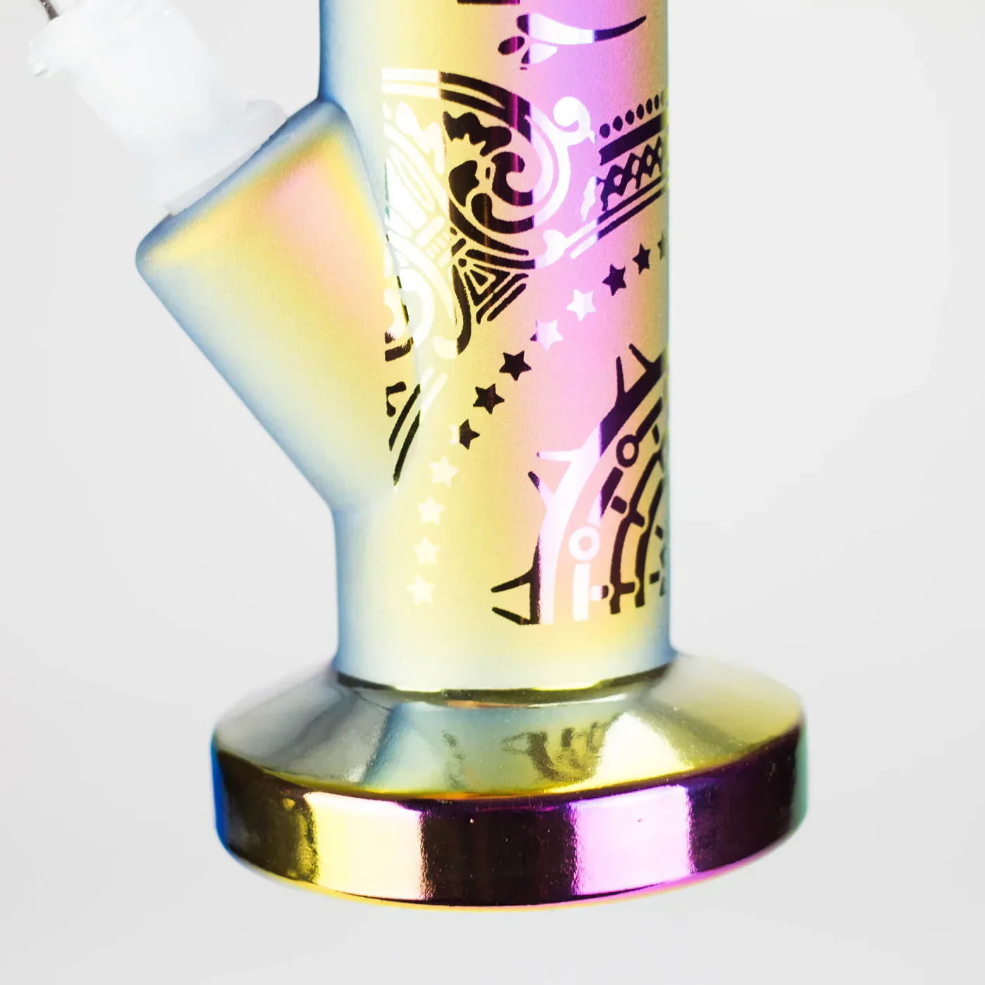 11" Straight Tube Electroplated Metallic Finish w/ Intricate Patterns Glass Bong - Pattern 5 - Image 4