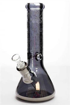 12" Sandblasted 7mm Metallic Glass Bong - Image 4