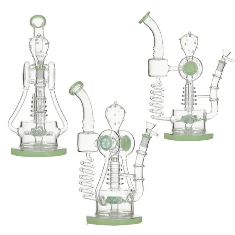 13″ Double Hopper Recycler Glass Bong - Image 2
