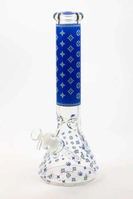 14" Glow in the Dark Luxury Pattern 7mm Beaker Bong - Image 2