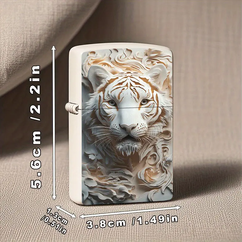 Carved Tiger Metal Lighter Case - Image 3