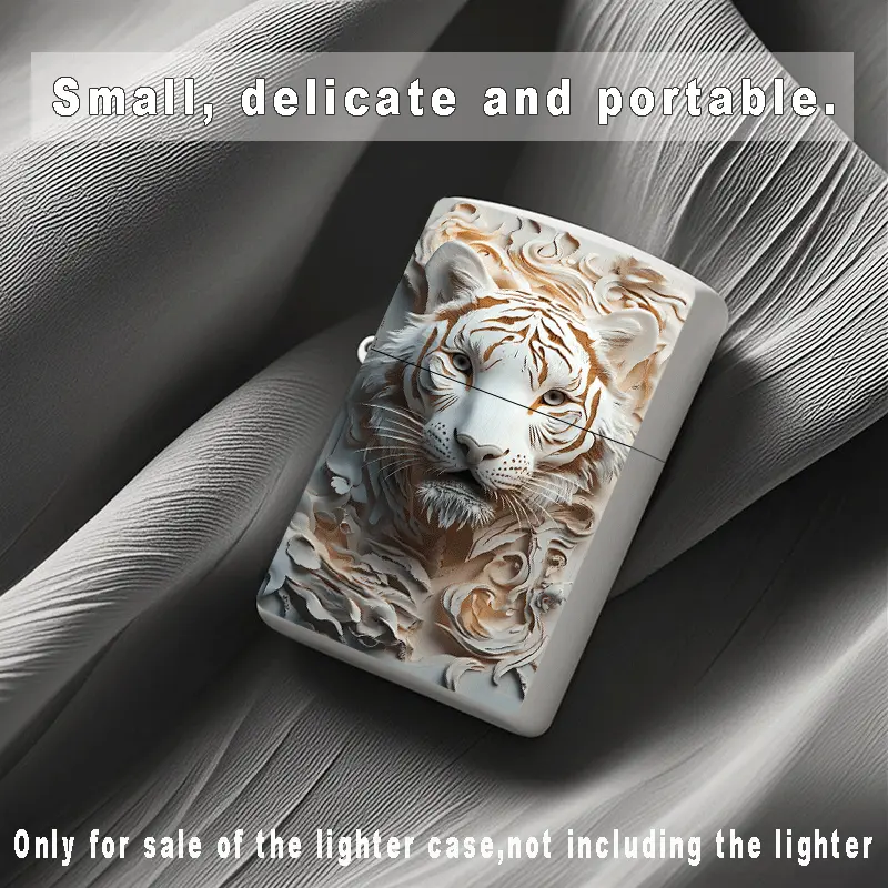 Carved Tiger Metal Lighter Case - Image 4