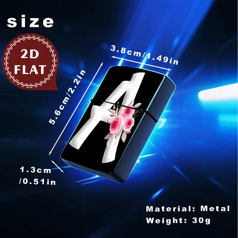 2D Flat Elegant Rose "A" Monogram Design Lighter Shell - Image 3