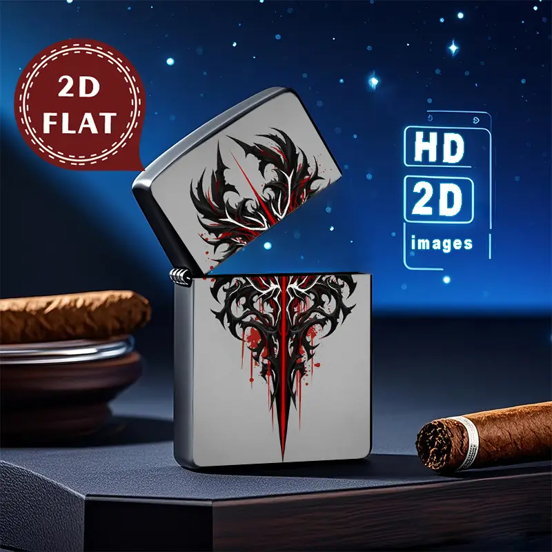 2D Flat Gothic Dragon Design Retro Fashion Lighter Shell - Image 2