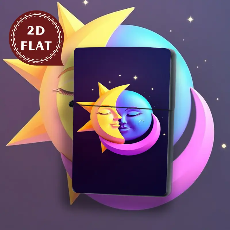 2D Flat Celestial Faces Kissing Retro Lighter Shell - Image 3