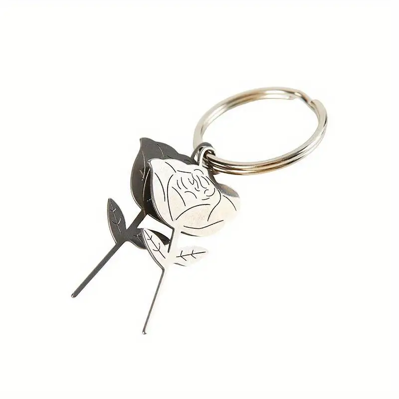 Elegant Rose Shape Stainless Steel Key Ring Tool - Image 4