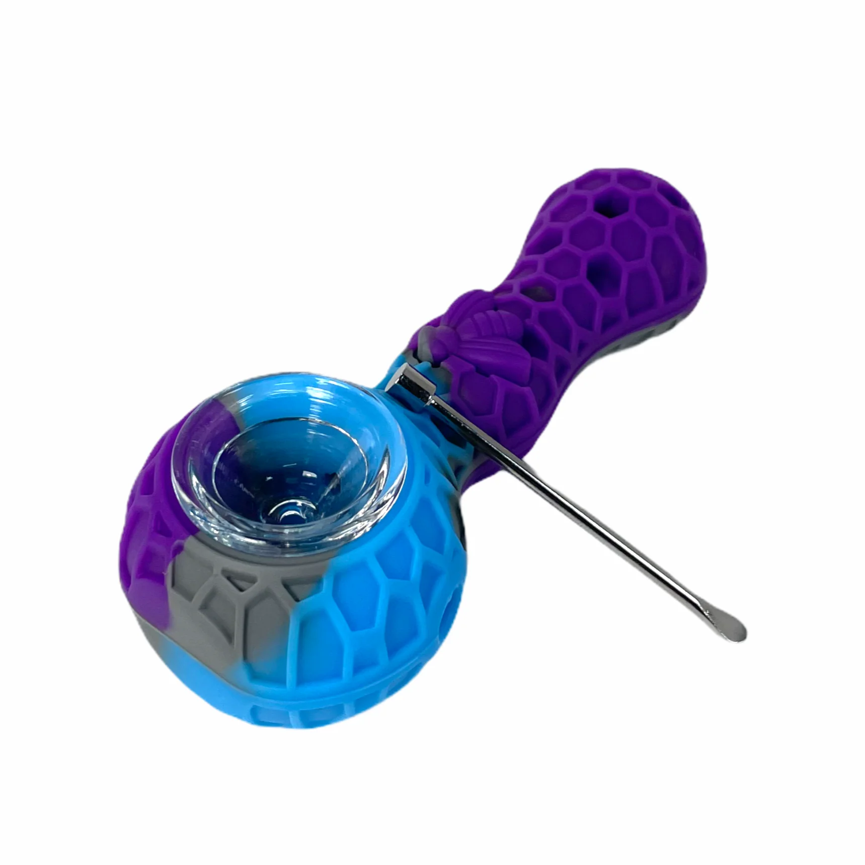Honey Bee 4" Silicone Hand Pipe with Glass Bowl and Tool - Image 10