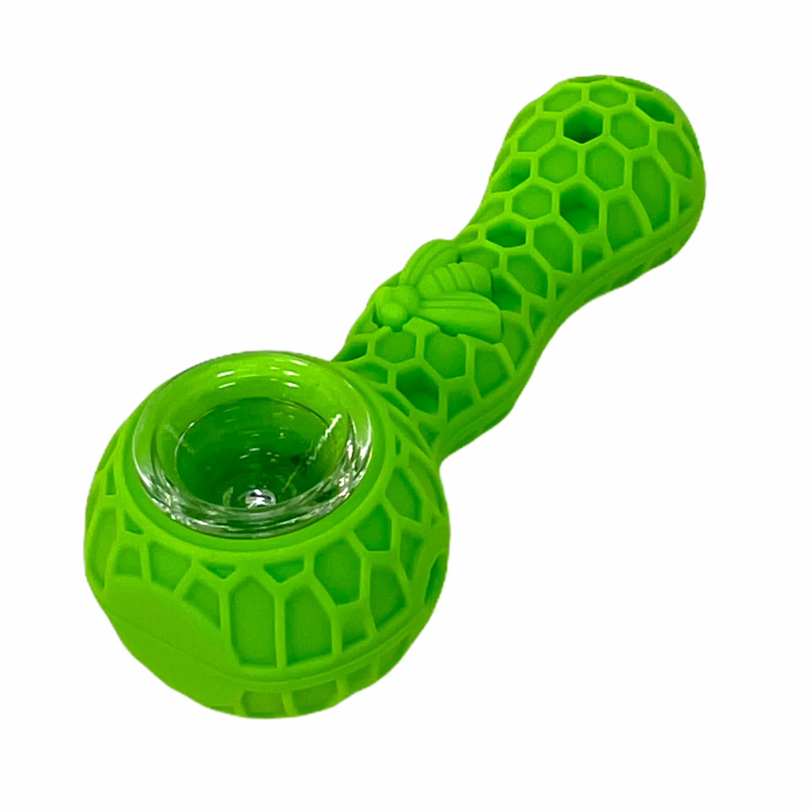Honey Bee 4" Silicone Hand Pipe with Glass Bowl and Tool - Image 5