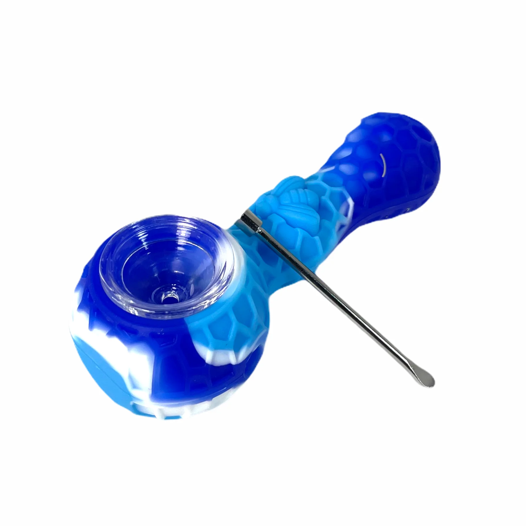Honey Bee 4" Silicone Hand Pipe with Glass Bowl and Tool - Image 8