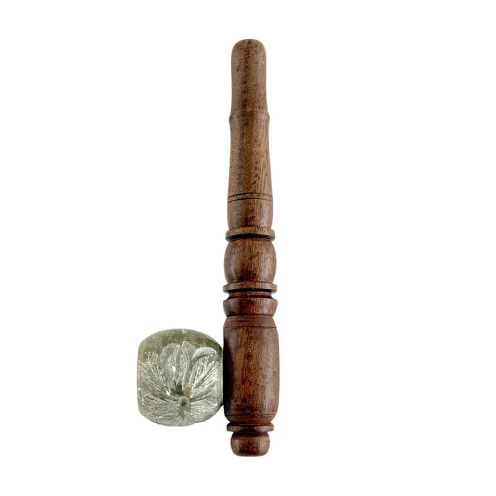 5" Classic Long-Style Design Wooden Pipe w/ Marble Bowl - Image 5