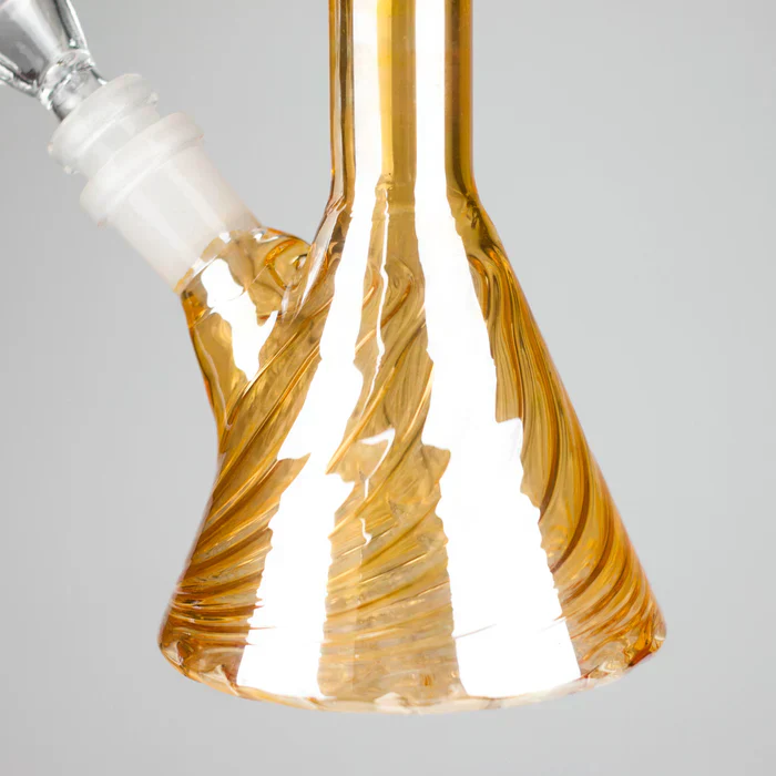 8" Shiny 6-Rings Beaker Bong w/ Handle Slide - Image 4