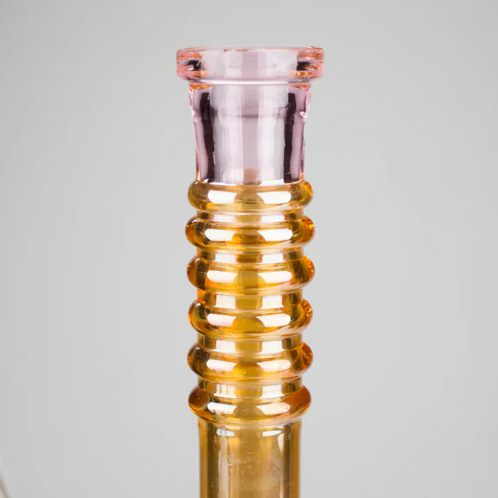 8" Shiny 6-Rings Beaker Bong w/ Handle Slide - Image 6