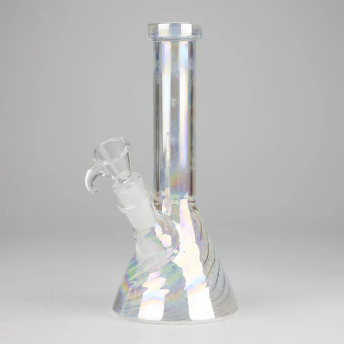 8" Shiny Beaker Bong w/ Ribbed Base