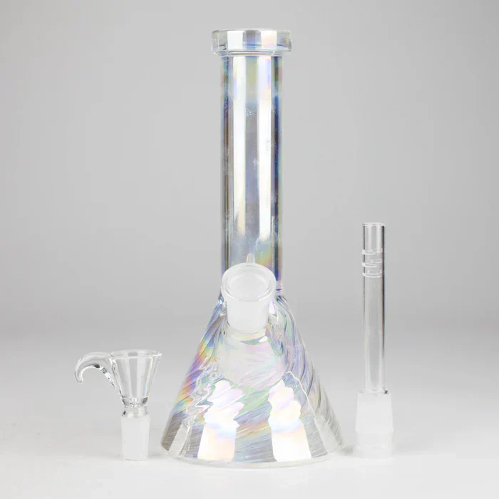 8" Shiny Beaker Bong w/ Ribbed Base - Image 3