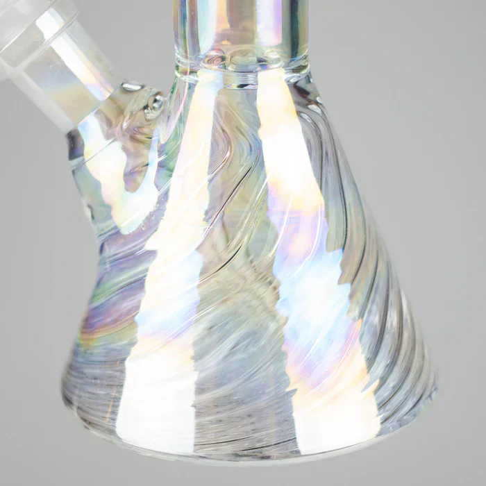 8" Shiny Beaker Bong w/ Ribbed Base - Image 4