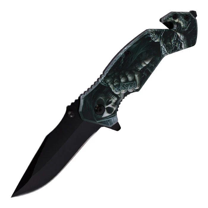 Perucci - 8" Black Dome Leader Foldable Matt Finish Pocket Knife