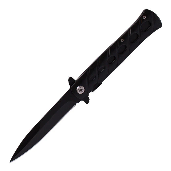 9" Glossy Finish Stiletto Foldable Pocket Knife