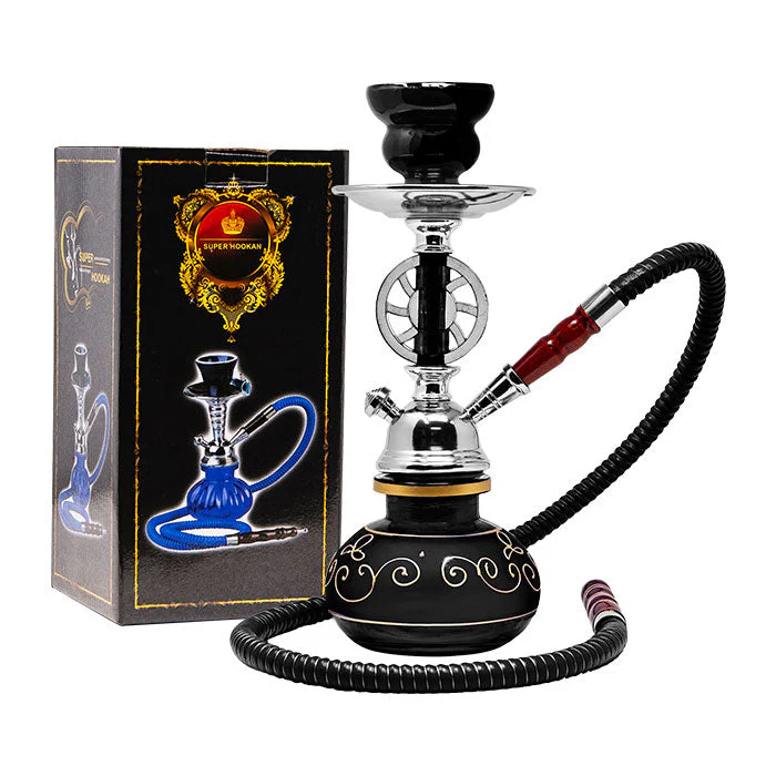 Black Wheel Design 11" Glass Hookah - Image 2