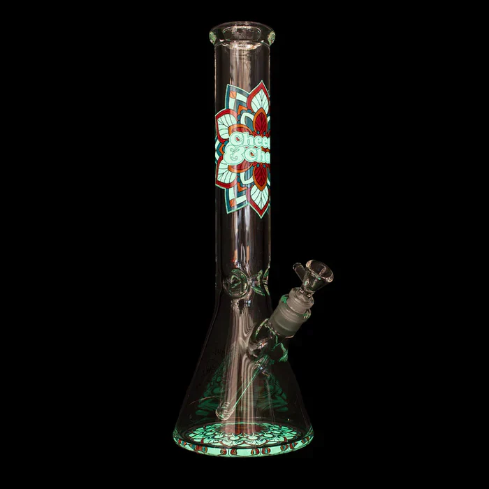 Cheech & Chong Glass - 15" 7mm Thick Mandala Glow-in-the-Dark Water Pipe - Image 2