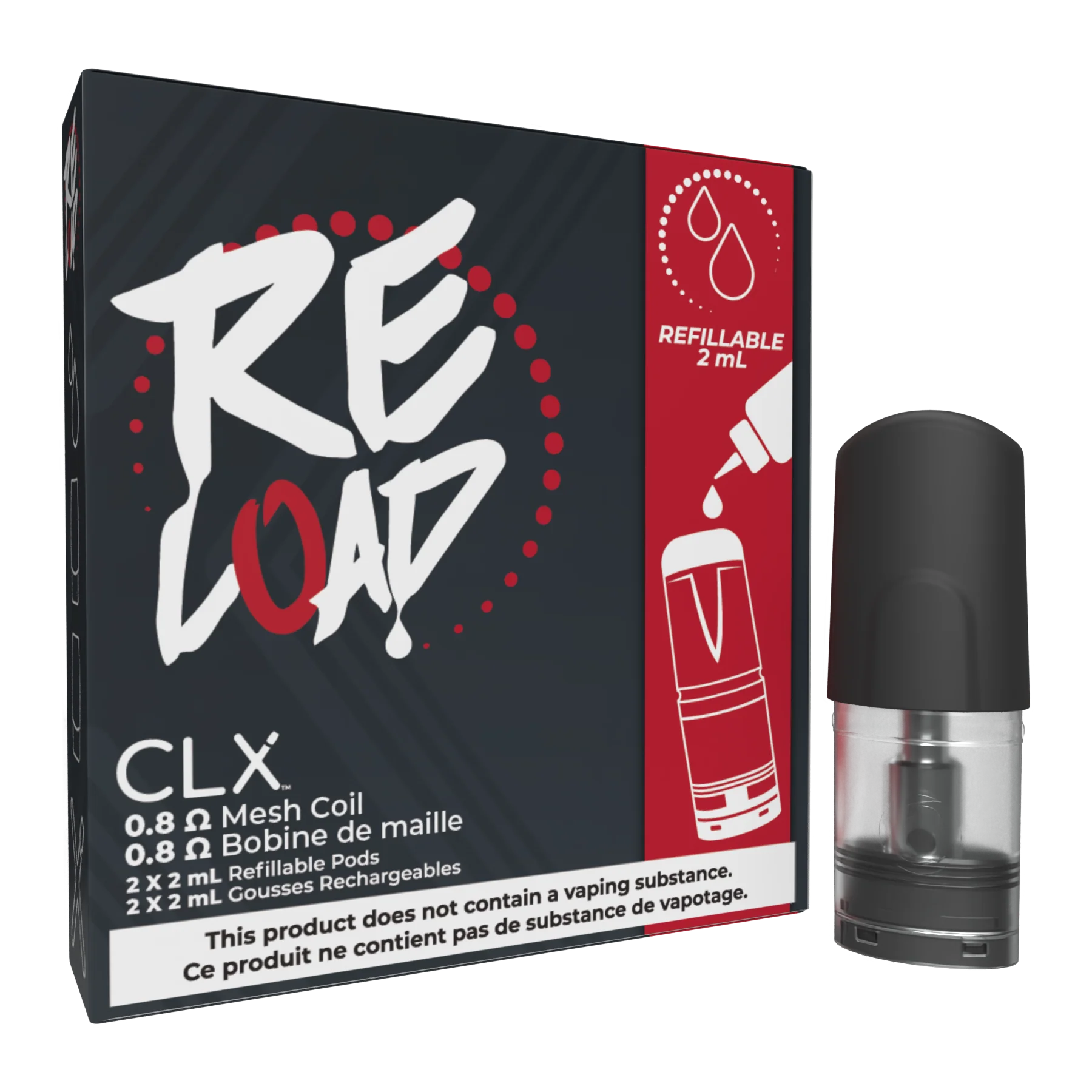 CLX STLTH Re Load Compatible Refillable Pods 2 Pcs 0.8ohm 2ml