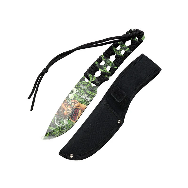 Defender - 10″ 3D Leaves & Girl Pattern Hunting Knife