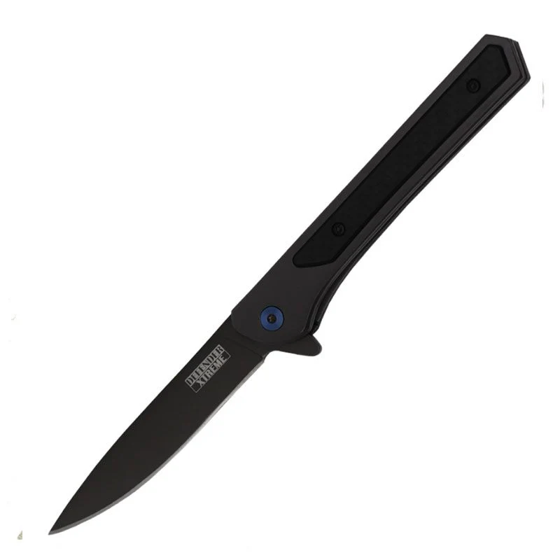 Defender-Xtreme - 8ā³ Black Titanium Coated Ball Baring Folding Knife
