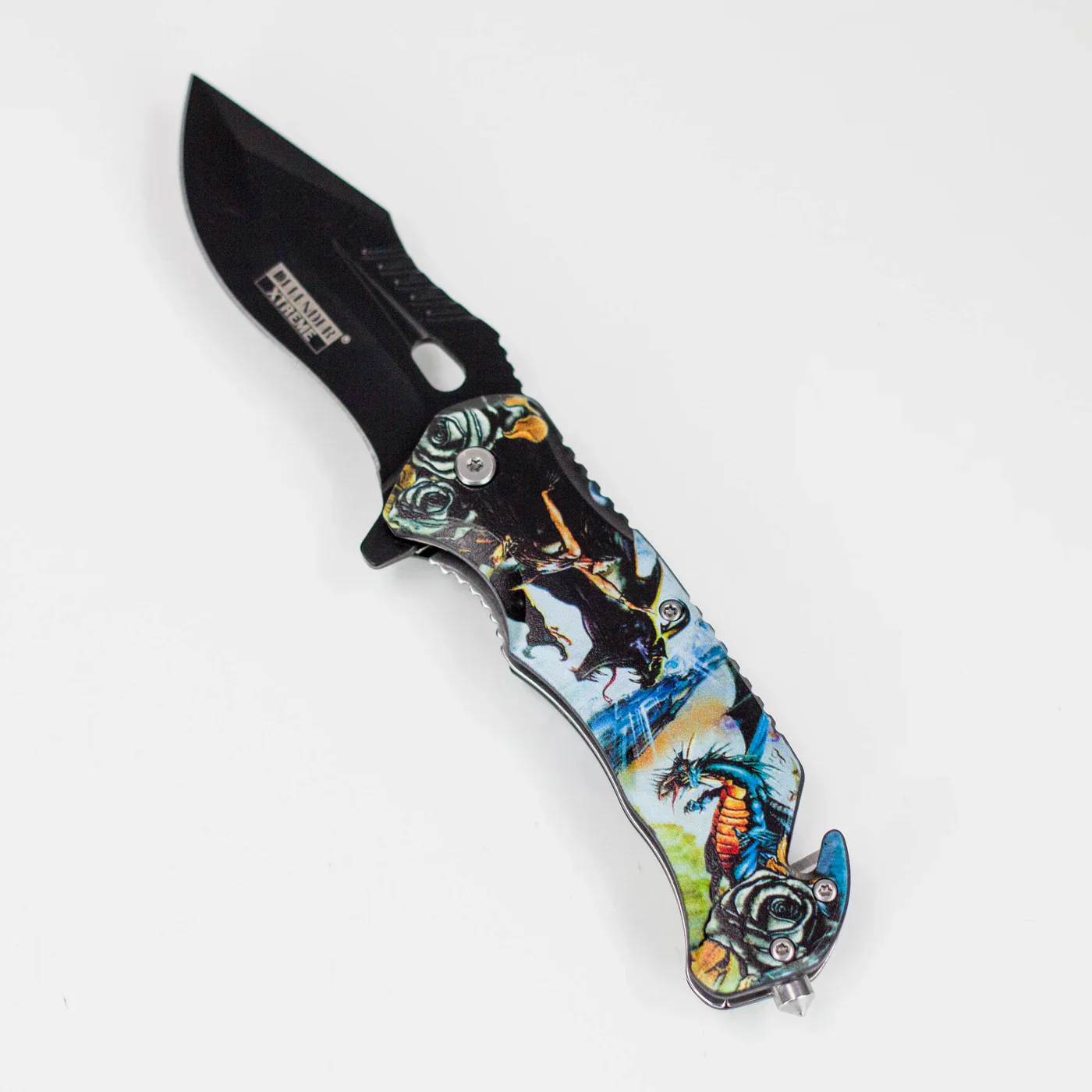 Defender-Xtreme - 8" Glass Breaker Folding Knife - Magic Dragon - Image 3