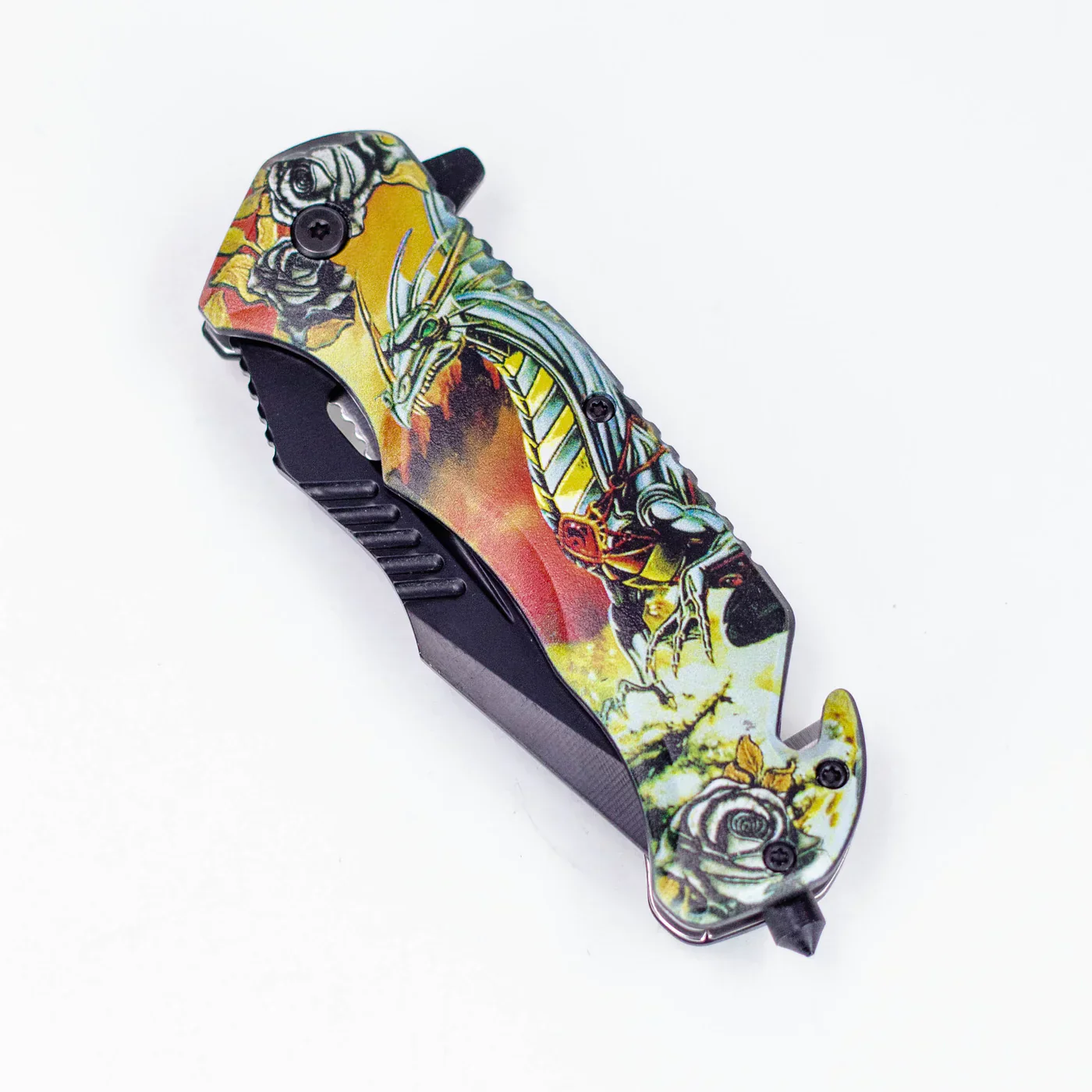 Defender-Xtreme - 8" Glass Breaker Folding Knife - Magic Dragon - Image 5