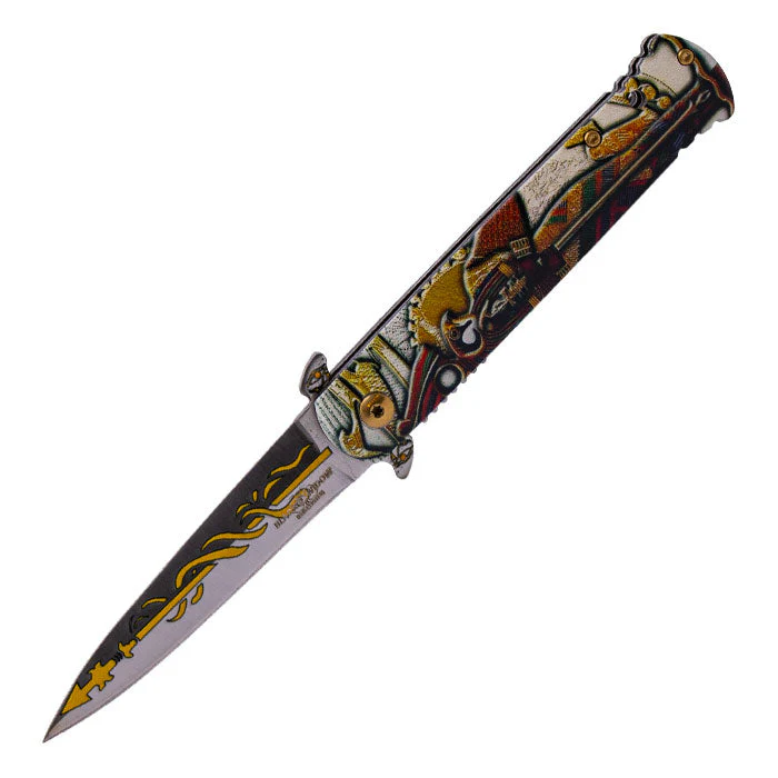 Black Widow - 8" Eagle Print Intricate Design Pocket Knife