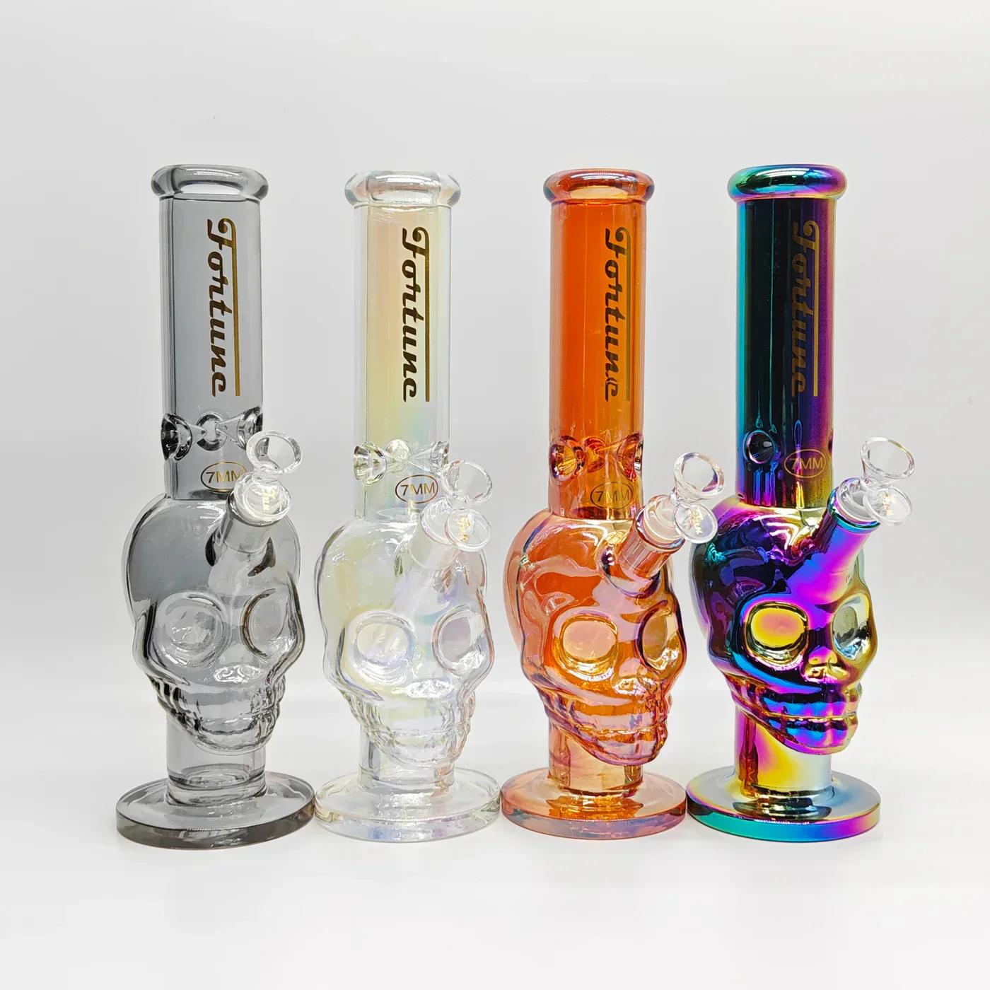 Fortune - 14" 7mm Electroplated Skull Glass Bong - Image 2