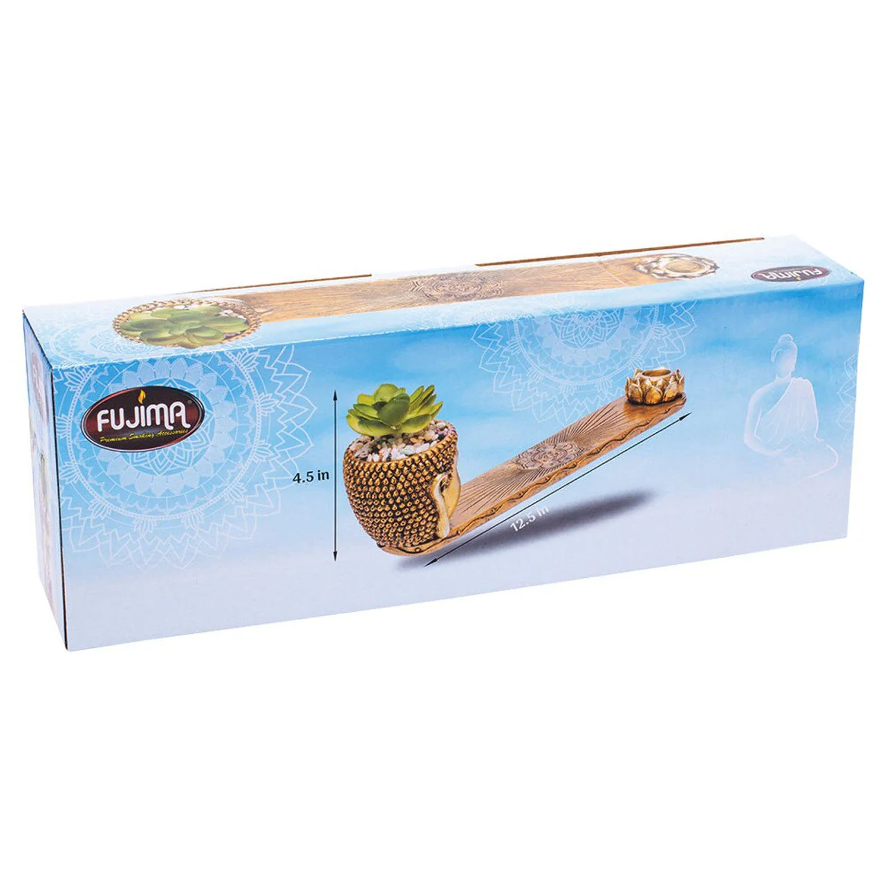 Fujima - 12.5" Buddha Incense Burner with Faux Plant - Image 2