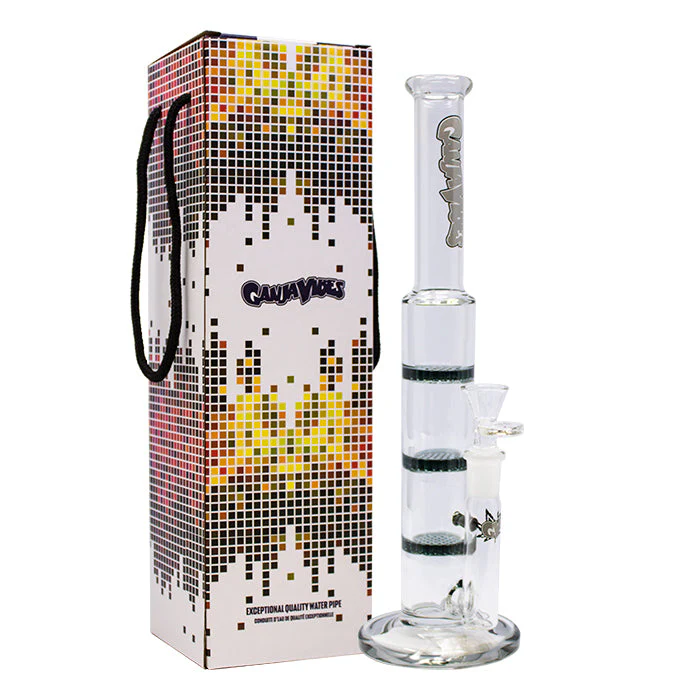 GanjaVibes 11" Triple Honeycomb Percolator Glass Bong - Image 3