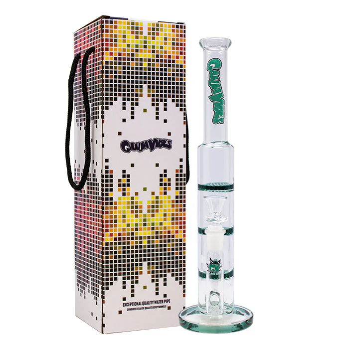 GanjaVibes 11" Triple Honeycomb Percolator Glass Bong - Image 4