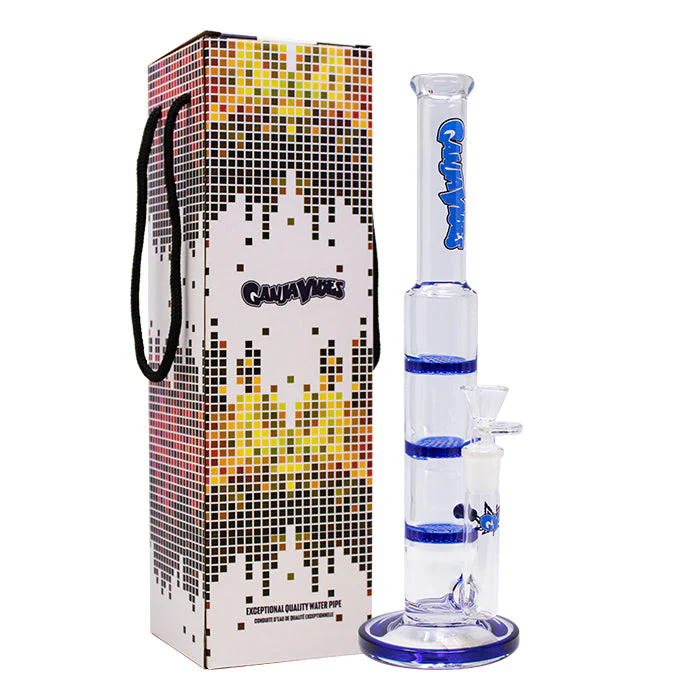GanjaVibes 11" Triple Honeycomb Percolator Glass Bong - Image 5
