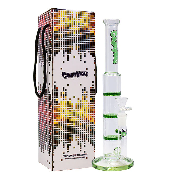 GanjaVibes 11" Triple Honeycomb Percolator Glass Bong - Image 6
