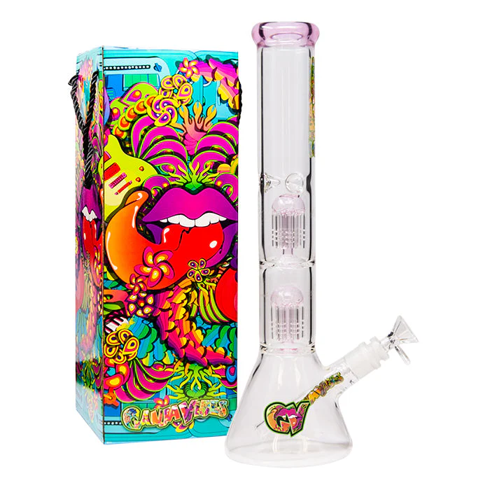 GanjaVibes 14" Double Tree Percolator Glass Bong - Image 2