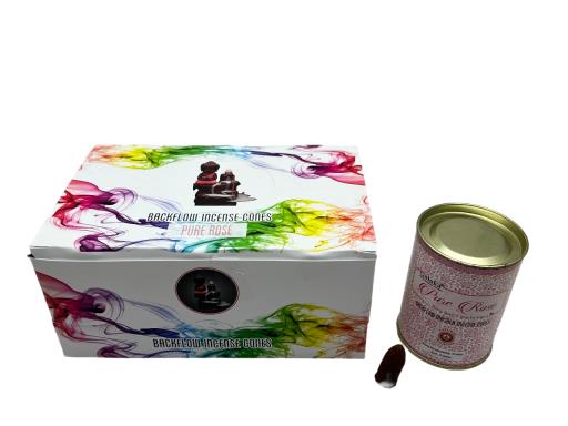 Goloka Backflow Cones - Pure Rose Backflow Incense 24 Cones