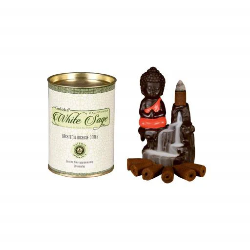 Goloka Backflow Cones - White Sage Backflow Incense 24 Cones