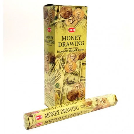 HEM Money Drawing 9″ Incense Sticks – Hex Box (20g)