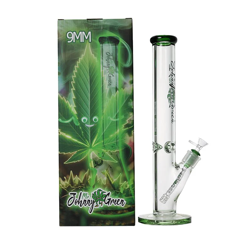Johnny Green - 16″ 9mm Straight Tube w/ Grid Percolator Slide – Green - Image 6