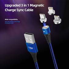 Kumiho K1 3 in 1 Magnetic 3A Braided Fast Charge Sync Cable Lightning, Mirco-USB, USB Type-C - Image 3