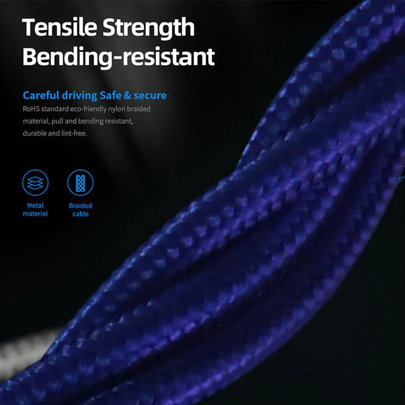 Kumiho K1 3 in 1 Magnetic 3A Braided Fast Charge Sync Cable Lightning, Mirco-USB, USB Type-C - Image 4