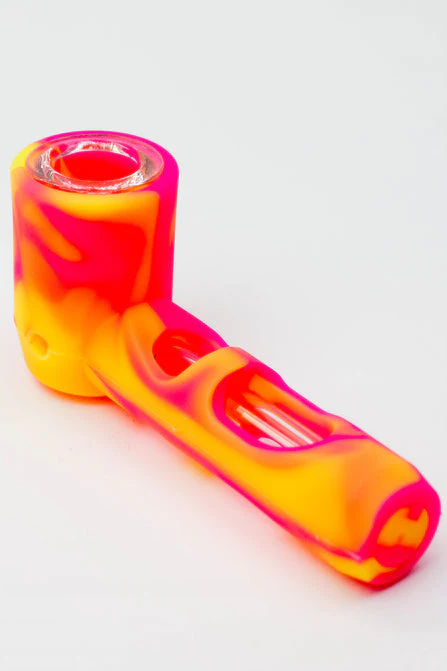 Multi-Coloured Silicone Hand Pipe W/ Glass Bowl - Image 3
