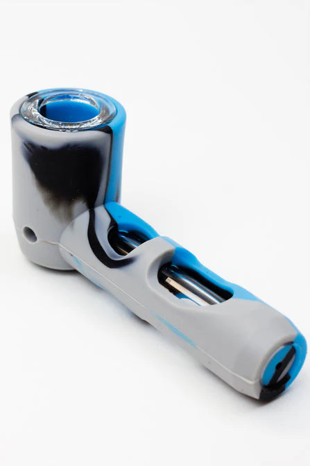 Multi-Coloured Silicone Hand Pipe W/ Glass Bowl - Image 4