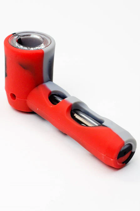 Multi-Coloured Silicone Hand Pipe W/ Glass Bowl - Image 5
