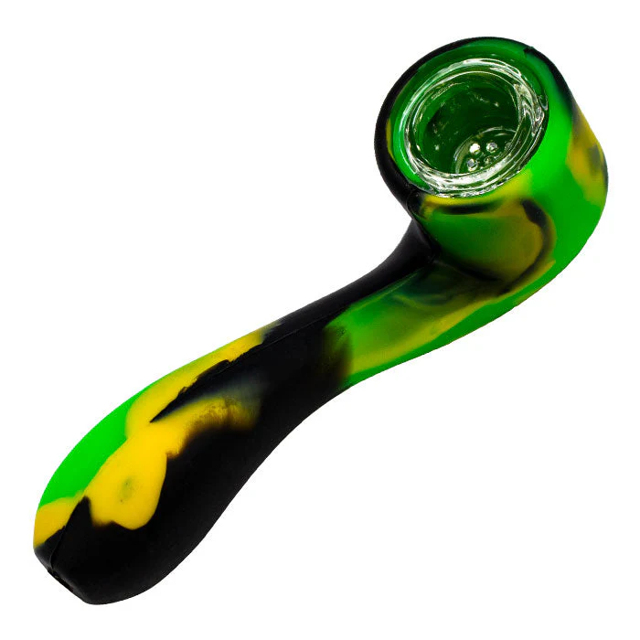 Multicoloured 4" Silicone Pipe with Glass Bowl - Image 2