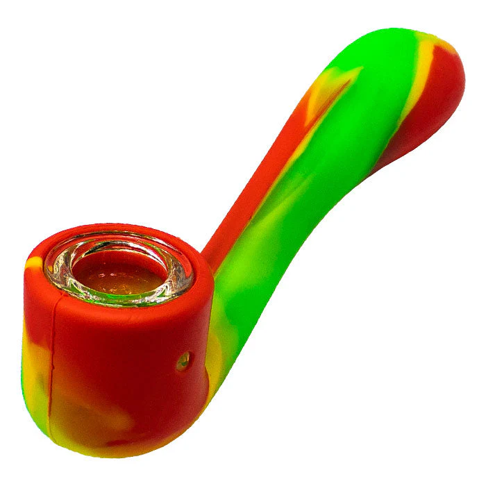 Multicoloured 4" Silicone Pipe with Glass Bowl - Image 3