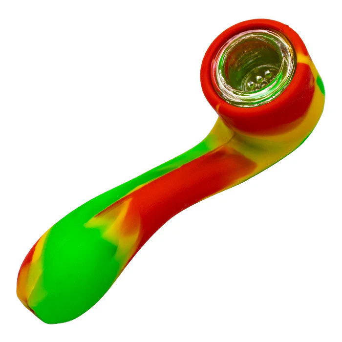 Multicoloured 4" Silicone Pipe with Glass Bowl - Image 4